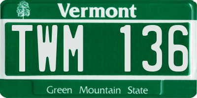 VT license plate TWM136