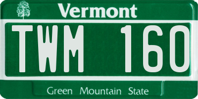 VT license plate TWM160