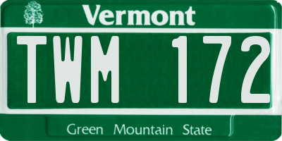 VT license plate TWM172