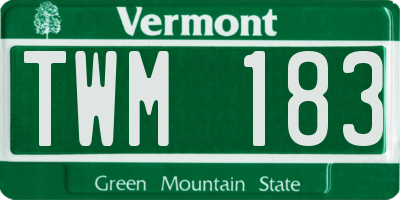 VT license plate TWM183