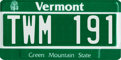 VT license plate TWM191