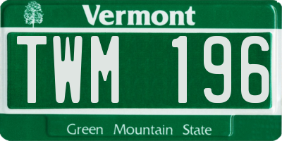 VT license plate TWM196