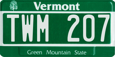 VT license plate TWM207
