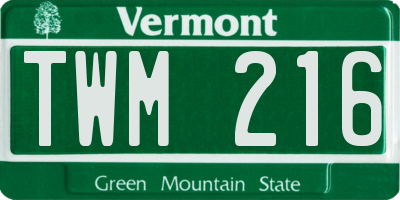 VT license plate TWM216