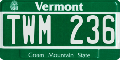 VT license plate TWM236