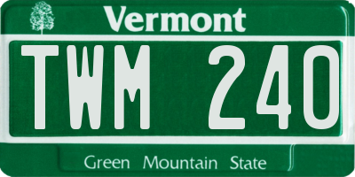 VT license plate TWM240