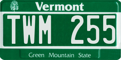 VT license plate TWM255