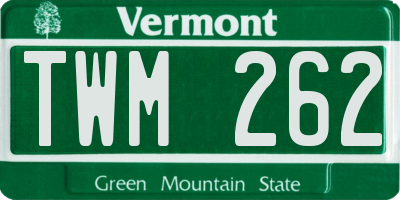 VT license plate TWM262