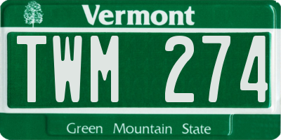 VT license plate TWM274