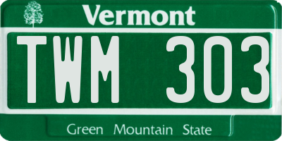 VT license plate TWM303
