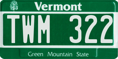 VT license plate TWM322