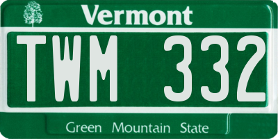 VT license plate TWM332