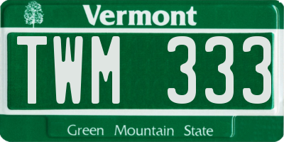 VT license plate TWM333