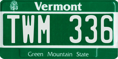 VT license plate TWM336