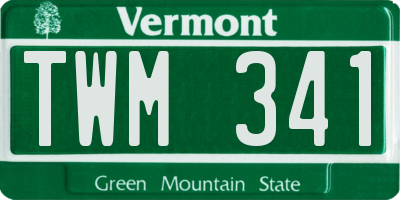 VT license plate TWM341