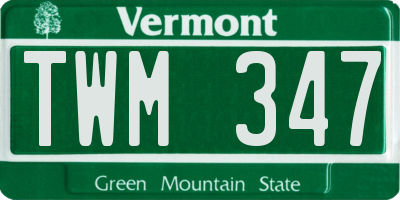 VT license plate TWM347
