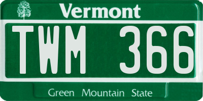 VT license plate TWM366