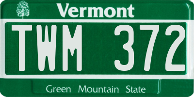 VT license plate TWM372