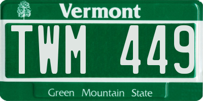 VT license plate TWM449