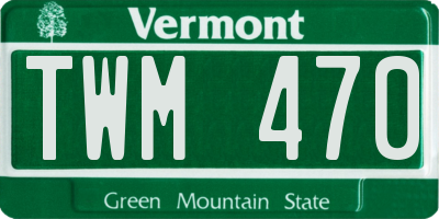 VT license plate TWM470