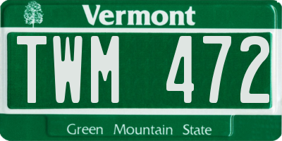 VT license plate TWM472