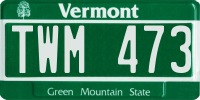 VT license plate TWM473