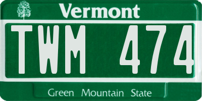 VT license plate TWM474