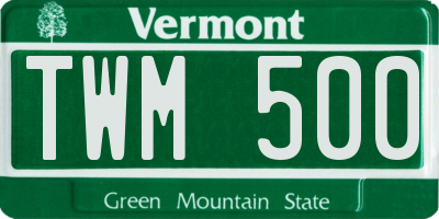 VT license plate TWM500