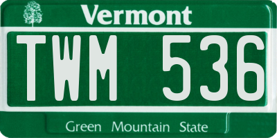 VT license plate TWM536