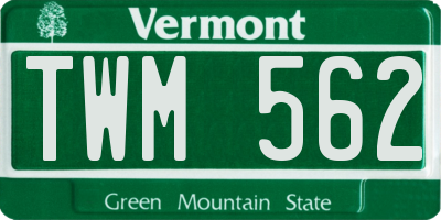 VT license plate TWM562