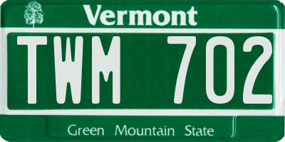 VT license plate TWM702