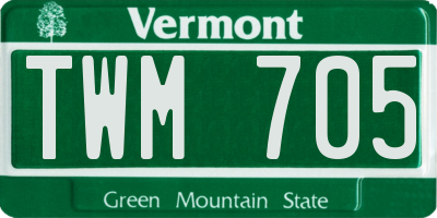 VT license plate TWM705