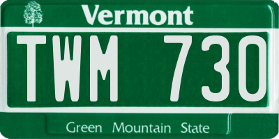 VT license plate TWM730