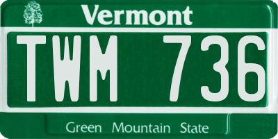 VT license plate TWM736