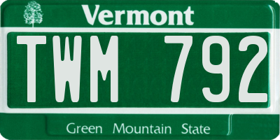 VT license plate TWM792