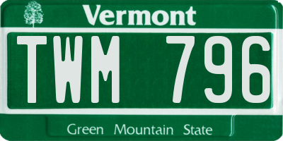 VT license plate TWM796