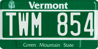 VT license plate TWM854