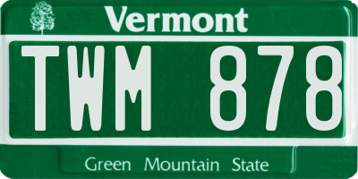 VT license plate TWM878