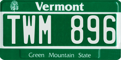VT license plate TWM896