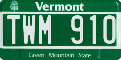 VT license plate TWM910