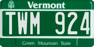 VT license plate TWM924