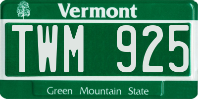 VT license plate TWM925