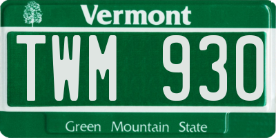 VT license plate TWM930