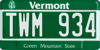 VT license plate TWM934
