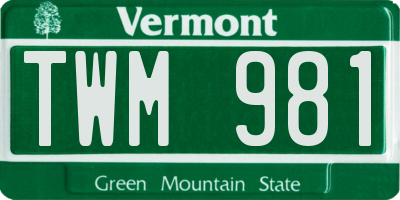 VT license plate TWM981