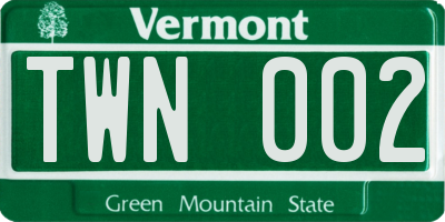 VT license plate TWN002
