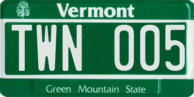 VT license plate TWN005