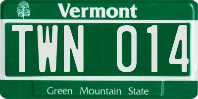 VT license plate TWN014