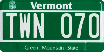 VT license plate TWN070