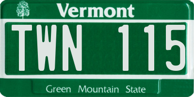 VT license plate TWN115
